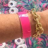 J. Crew Jewelry | J Crew Enamel Bracelet, Pink & Gold, Cute Layered! | Color: Gold/Pink | Size: 2 5/8” Diameter X 3/4” Width