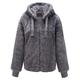 Geschallino Women's Soft Faux Fur Hooded Jacket, 2 Pockets Short Coat Outwear Warm Fluffy Fleece Tops for Winter, Spring, Grey, S