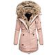 Women's Padded Puffer Parka Jacket with Faux Fur Collar, Winter Warm Thick Fleece Lined Military Quilted Hooded Long Jacket with Hood Bubble Coat Overcoat Windbreaker Outwear Oversized Cardigans Pink