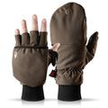 THE HEAT COMPANY - HEAT 2 SOFTSHELL - fingerless touchscreen glove and mitten in one - quality from the Alps - warm winter & bicycling gloves - against cold during sports & work – Brown, M