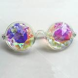 C.F.GOGGLE 2Packs Goggles Rainbow Kaleidoscope Goggles Prism Diffraction Crystal Glass Lens Carnival Clear Pink Black