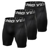 3 Pack Men Compression Shorts Active Workout Underwear All Black