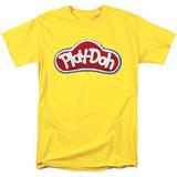 Trevco HBRO458-AT-3 Play Doh & Logo In Doh-Short Sleeve 18-1 Adult T-Shirt, Yellow - Large