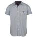 9 Crowns Men's All Over Print Button Up Slim Fit Casual Shirt (Medium, Navy/White/Banana)