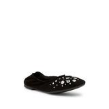 Cecelia New York Jacob Ink Black Suede Elastic Designer Ballet Flat Flexible Shoe (7.5)