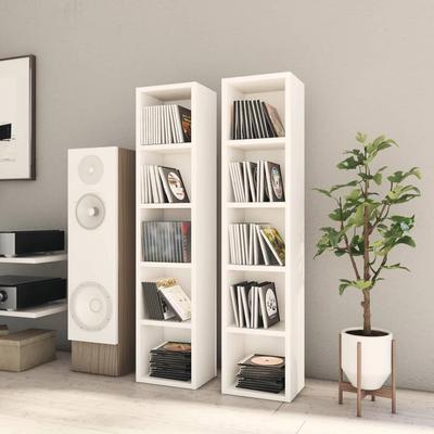 vidaXL CD Cabinets 2 pcs White 21x16x93.5 cm Chipboard