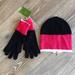 Kate Spade Accessories | New Kate Spade Beanie Hat And Gloves Set | Color: Black/Pink | Size: Os