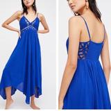 Free People Dresses | Free People Royal Blue Crochet Asymmetrical Dress | Color: Blue | Size: Xs