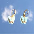 Brandy Melville Jewelry | Blue Butterfly Earrings | Color: Blue/Gold | Size: Os