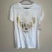 Disney Tops | Disney Minnie Mouse Gold Graphic Tee Juniors Xl | Color: Gold/White | Size: Xlj