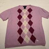 Burberry Shirts & Tops | Burberry Girls Classic Short Sleeve Wool Sweater | Color: Cream/Purple | Size: 12g