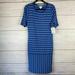 Lularoe Dresses | Lularoe Md Julia Dress Nwt Blue Turquoise Stripe | Color: Blue | Size: M