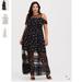 Torrid Dresses | Black Floral Chiffon Cold Shoulder Maxi Dress | Color: Black/Pink | Size: Various