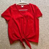 J. Crew Tops | J. Crew Short Sleeve Tie Top | Color: Red | Size: S