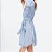 Zara Dresses | New Zara Stripe Button Belted Shirt Dress Jacket M | Color: Blue/White | Size: M