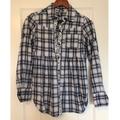 Free People Tops | Free People Plaid Shirt- Size 6 | Color: Blue/White | Size: 6