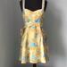 Free People Dresses | Free People Yellow Fit & Flare Floral Dress Size 2 | Color: Blue/Gold | Size: 2