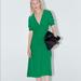 Zara Dresses | Buttoned Draped Dress | Color: Green | Size: M
