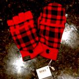 Coach Accessories | Coach Signature Gloves/Mittens Red & Black Plaid | Color: Black/Red | Size: Os