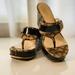 Coach Shoes | Coach Brown/Tan Patent Leather Platform Sandals | Color: Brown/Tan | Size: 7.5