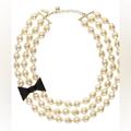 Kate Spade Jewelry | Kate Spade Pearl Bow Statement Necklace | Color: Black/White | Size: Os