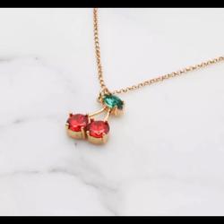Kate Spade Jewelry | Kate Spade Gold-Plated Cherry Crystal Necklace | Color: Gold/Red | Size: Approx 17”-20”