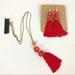 J. Crew Jewelry | J. Crew Crystal-Studded Tassel Necklace & Earrings | Color: Gold/Red | Size: Os