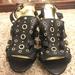 Michael Kors Shoes | Euc Michael Kors Sz 9 Black High Heel Sandals 4.5” | Color: Black/Gold | Size: 9