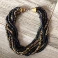 Anthropologie Jewelry | Anthropologie Black And Gold Choker Necklace | Color: Black/Gold | Size: Os