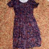 Lularoe Dresses | Bnwot Lularoe Amelia Dress | Color: Blue/Red | Size: M