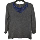 J. Crew Sweaters | J. Crew Beaded Wool & Rabbit Hair Sweater Size Xs | Color: Blue/Gray | Size: Xs