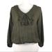 Zara Tops | ***Zara Basics Olive Green Crop Long Sleeve Blouse | Color: Green | Size: M