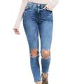 Free People Jeans | Fp | Nwt High Rise Distressed Busted Knee Skinny Jeans | Color: Blue | Size: 30