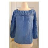 J. Crew Tops | J.Crew Linen-Cotton Eyelet Top. Size: 0. Color: Bl | Color: Blue | Size: 0