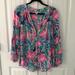 Lilly Pulitzer Tops | Lily Pulitzer M Top Button Up Flamingo Print | Color: Blue/Pink | Size: M