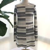 Free People Dresses | Free People Ls Stripe Knit Sweater Mini Dress | Color: Black/Cream | Size: Xs