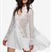 Free People Dresses | Free People Tell Tale Cutout Lace Tunic Dress Sz M | Color: Black/White | Size: M