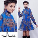 Free People Dresses | Free People Hippie Sheer Moonstruck Paisley Dress | Color: Blue | Size: M