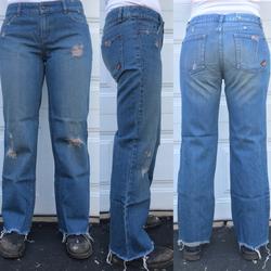 Free People Jeans | Free People Boot Cut Distressed Denim Blue Jeans | Color: Blue | Size: 29