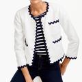 J. Crew Jackets & Coats | J.Crew White Linen Blazer With Navy Rick Rack Trim | Color: Blue/White | Size: 10