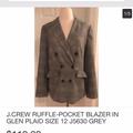 J. Crew Jackets & Coats | J.Crew Ruffle-Pocket Blazer In Glen Plaid Size 12 | Color: Gray/White | Size: 12