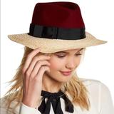 Kate Spade Accessories | Kate Spade New York Colorblock Wool Crown Fedora | Color: Black/Red | Size: Os