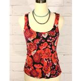 Free People Tops | Free People Xs Floral Roses Printed Cami Camisole Tank Top | Color: Black/Red | Size: Xs
