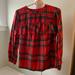 J. Crew Tops | J.Crew Flannel Ruffle Blouse Nwt | Color: Black/Red | Size: S