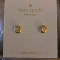 Kate Spade Jewelry | New “Kate Spade” Gold Cubic Zirconia Earrings | Color: Gold/White | Size: Os