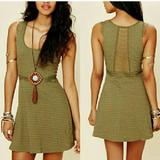 Free People Dresses | Free People Olive Green Embroidered Lace Dress | Color: Green | Size: S