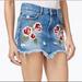 Free People Skirts | Free People Wild Rose Embroidered Denim Mini Skirt | Color: Blue/Pink | Size: 24
