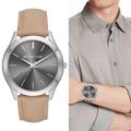 Michael Kors Accessories | Michael Kors Slim Runway Leather Strap Watch, 44mm | Color: Gray/Silver | Size: Os