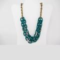 J. Crew Jewelry | J Crew 2 Tier Crystal And Lucite Chain Necklace. | Color: Green | Size: 24" L