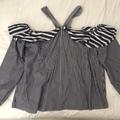 J. Crew Tops | J Crew Striped Off-The-Shoulder Tie-Neck Top | Color: Blue/White | Size: 16 Tall